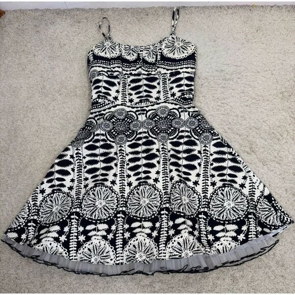 NIGHTWALKER Dresses & Skirts - Nightway Womens Swing Dress With Crinoline Skirt Adj Straps Abstract Print Sz 10